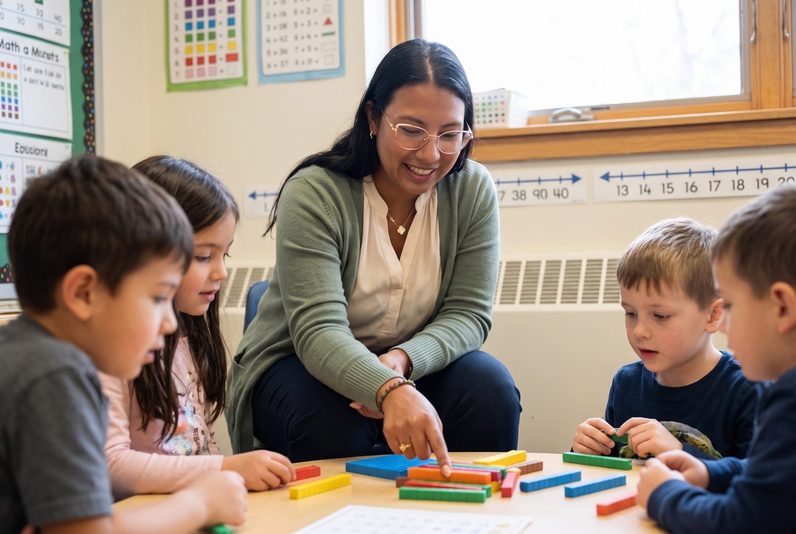 Small-group math with manipulatives