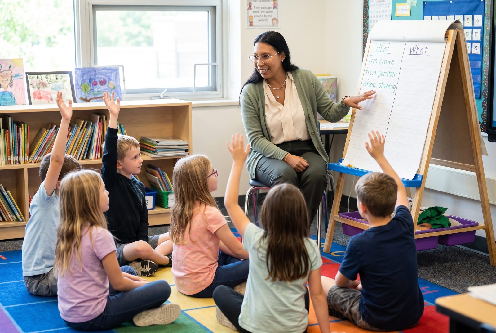 Inquiry-based lesson at the classroom easel